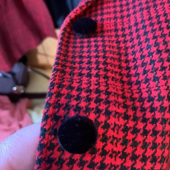 Vintage red and black houndstooth blazer size 16 - Picture 8 of 8